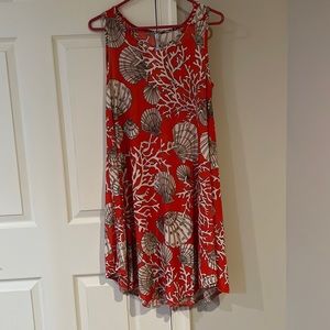 🇺🇸Sale Swimsuit coverup beach resort orange with cream coral shells one size